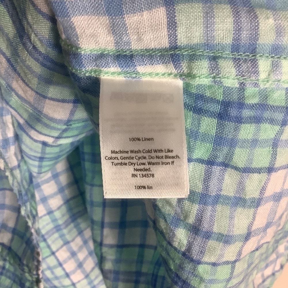 Vineyard Vines Women's Linen Relaxed Checks Button Down Shirt Size 4 - Picture 11 of 13